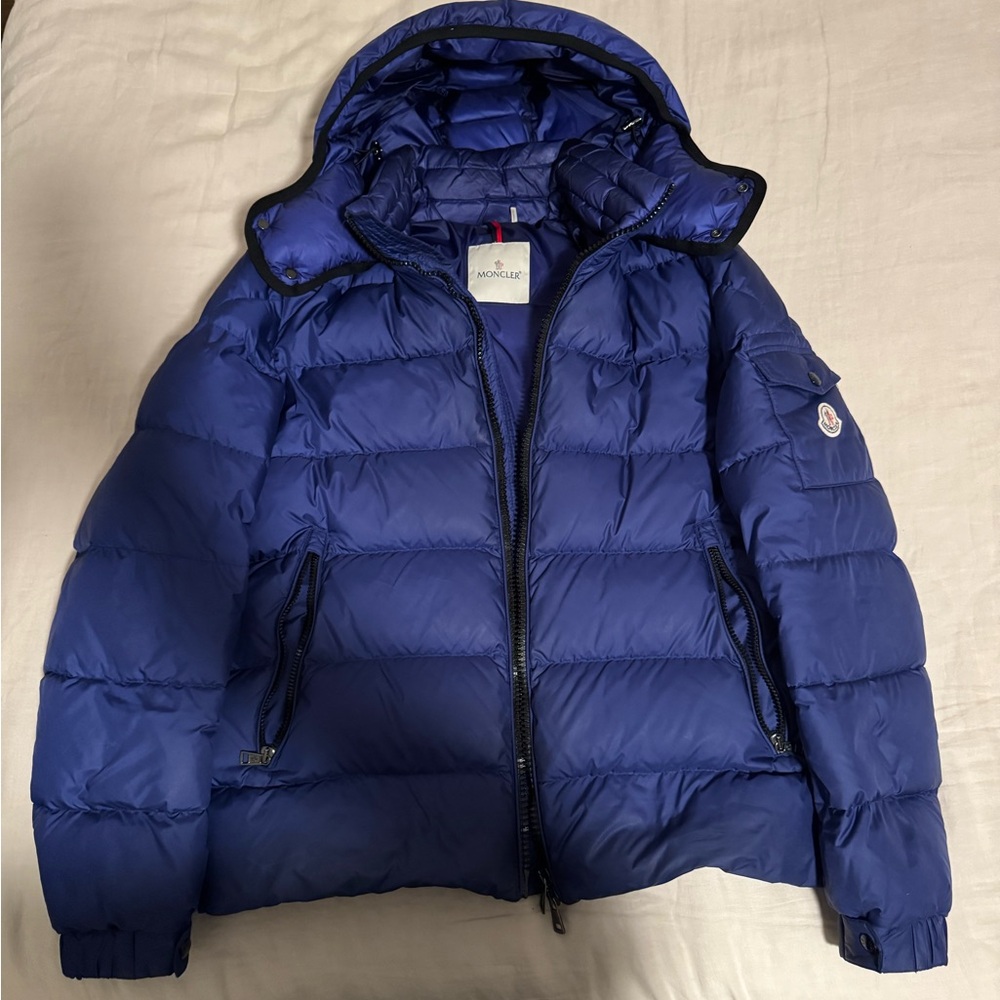 Moncler Navy Jacket with Logo Patch